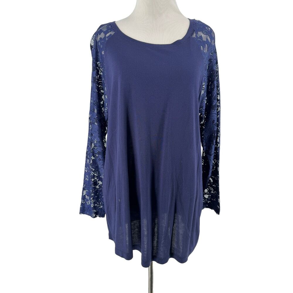 Dantelle Women's Navy Blue Lace Long Sleeve Blouse Size Large